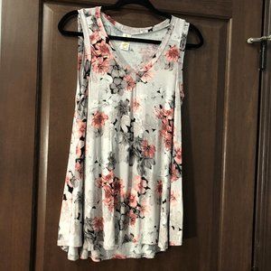 Sleevless Grey and flowers size small